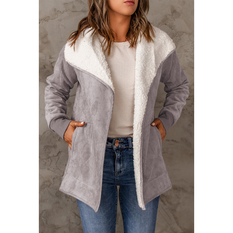 Open Front Long Sleeve Sherpa Jacket Apparel and Accessories