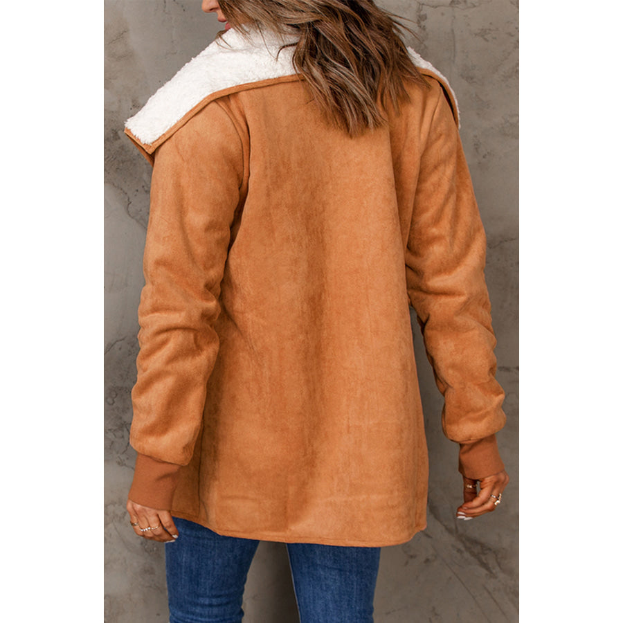 Open Front Long Sleeve Sherpa Jacket Apparel and Accessories