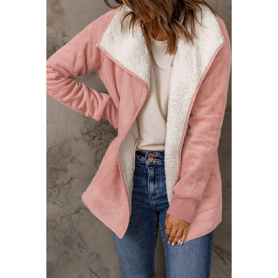 Open Front Long Sleeve Sherpa Jacket Apparel and Accessories