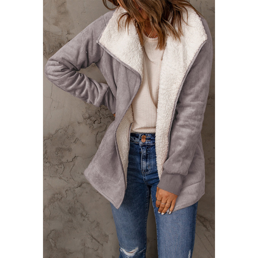 Open Front Long Sleeve Sherpa Jacket Apparel and Accessories