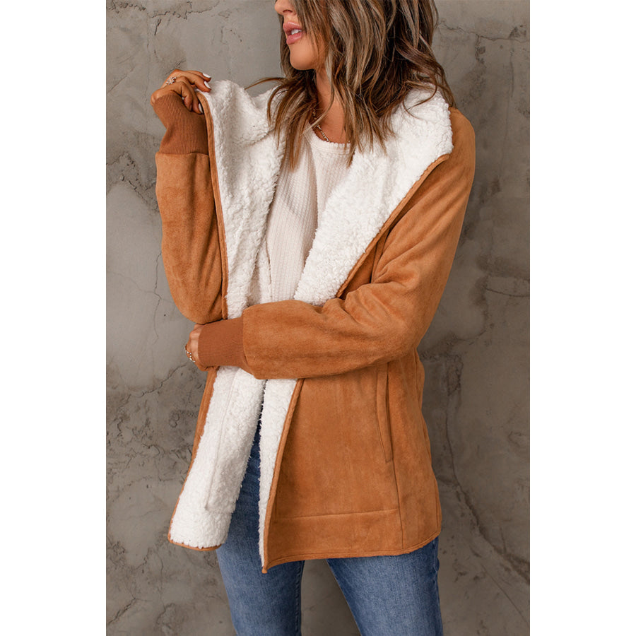 Open Front Long Sleeve Sherpa Jacket Apparel and Accessories