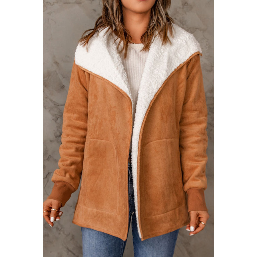 Open Front Long Sleeve Sherpa Jacket Apparel and Accessories