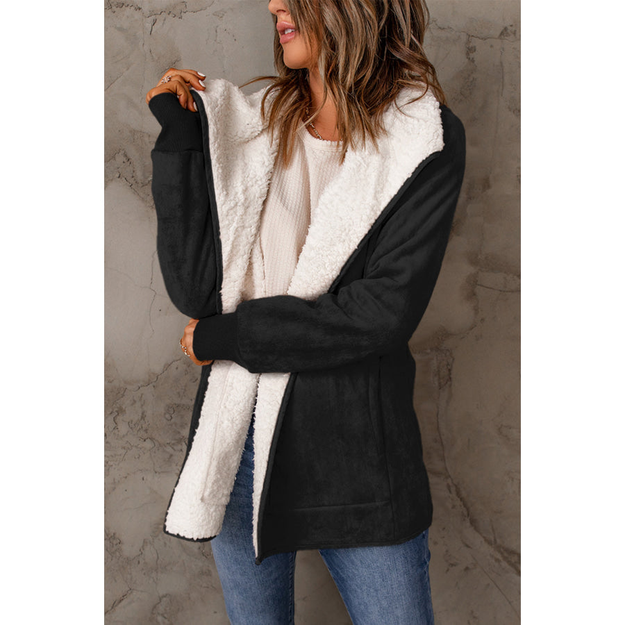 Open Front Long Sleeve Sherpa Jacket Apparel and Accessories