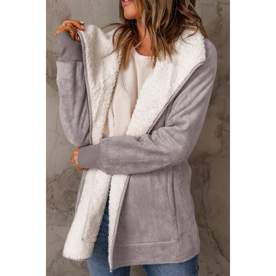 Open Front Long Sleeve Sherpa Jacket Apparel and Accessories