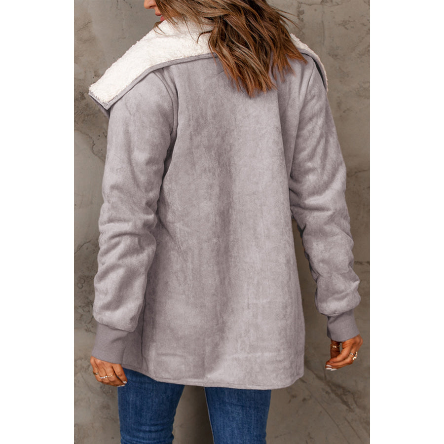 Open Front Long Sleeve Sherpa Jacket Apparel and Accessories