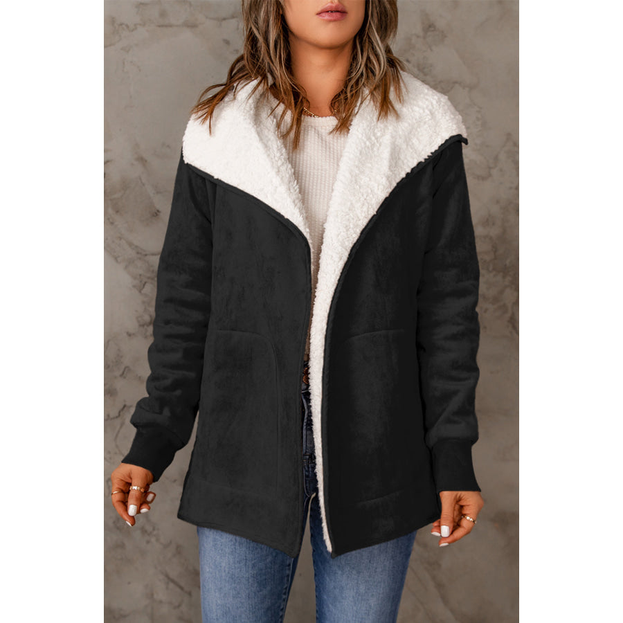 Open Front Long Sleeve Sherpa Jacket Apparel and Accessories