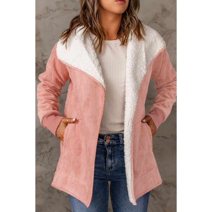 Open Front Long Sleeve Sherpa Jacket Apparel and Accessories