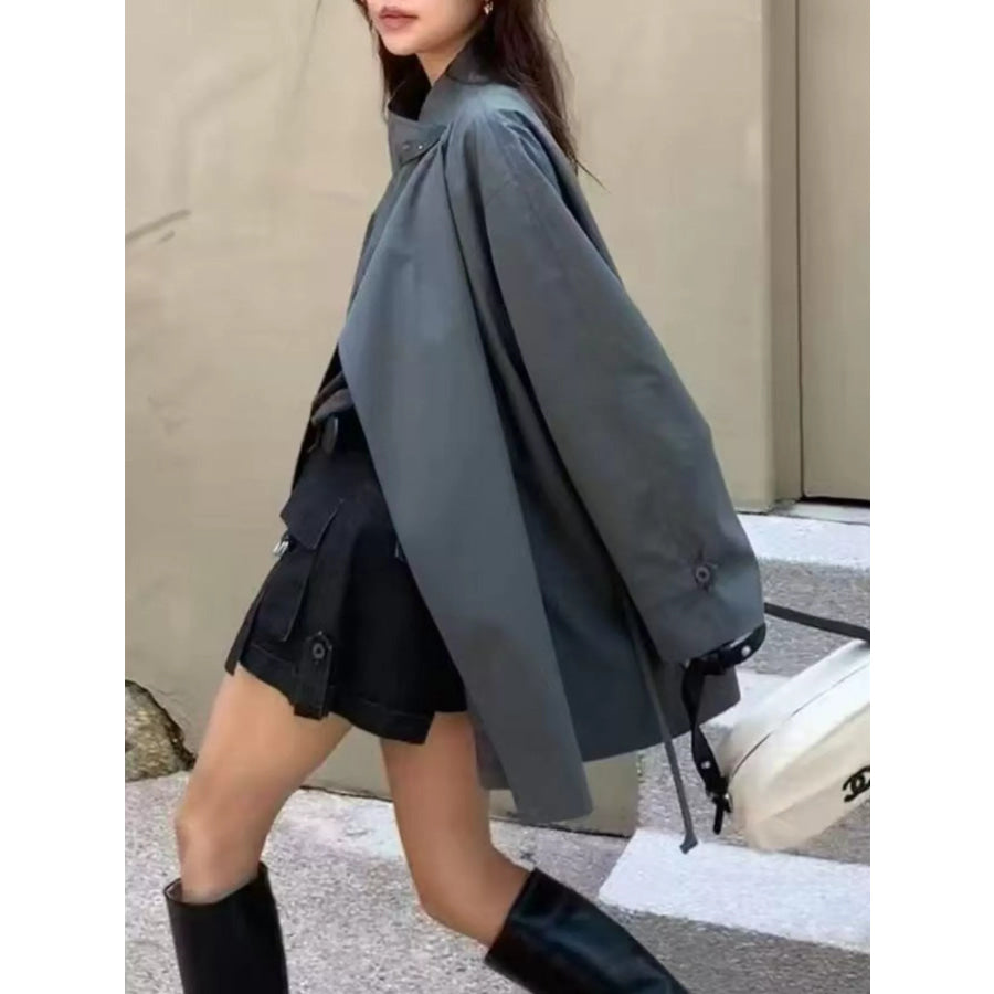Open Front Long Sleeve Trench Coat Apparel and Accessories