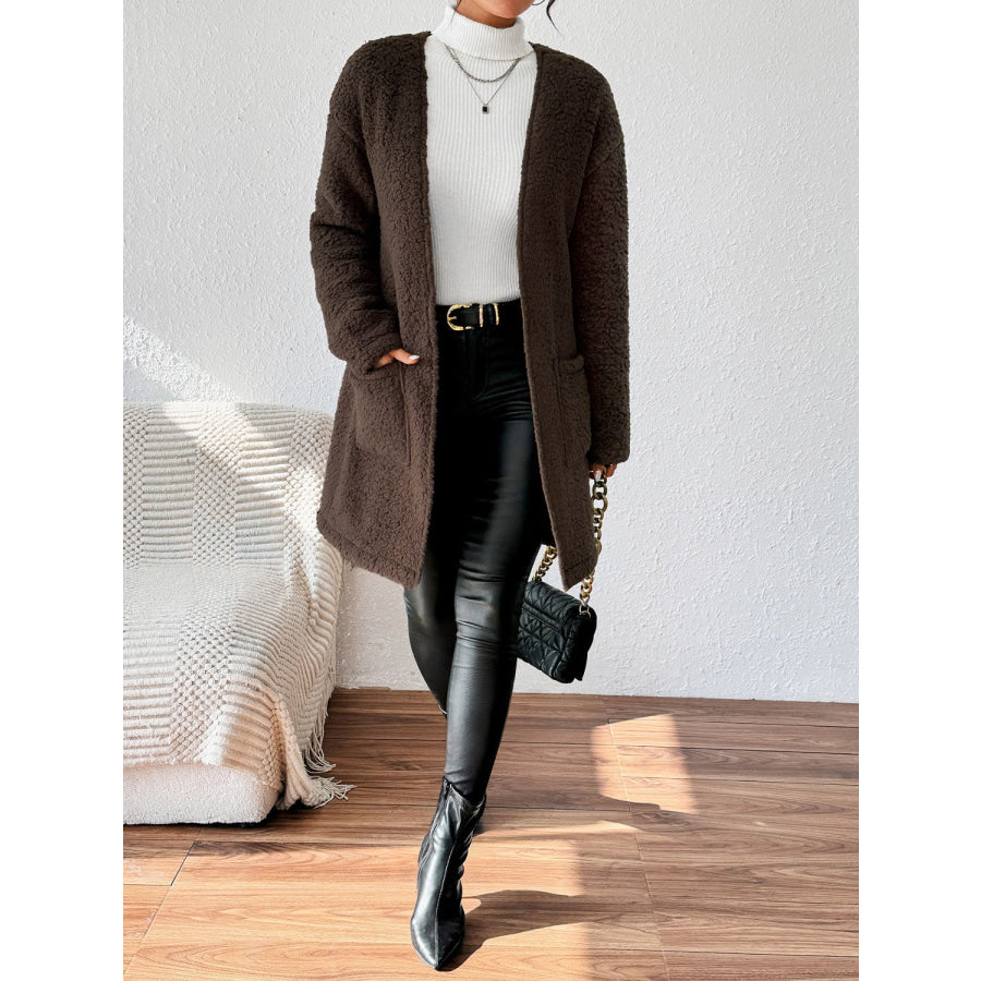 Open Front Long Sleeve Winter Coat Apparel and Accessories