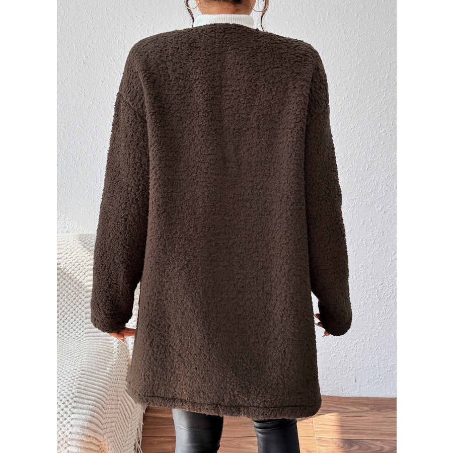 Open Front Long Sleeve Winter Coat Chocolate / S Apparel and Accessories