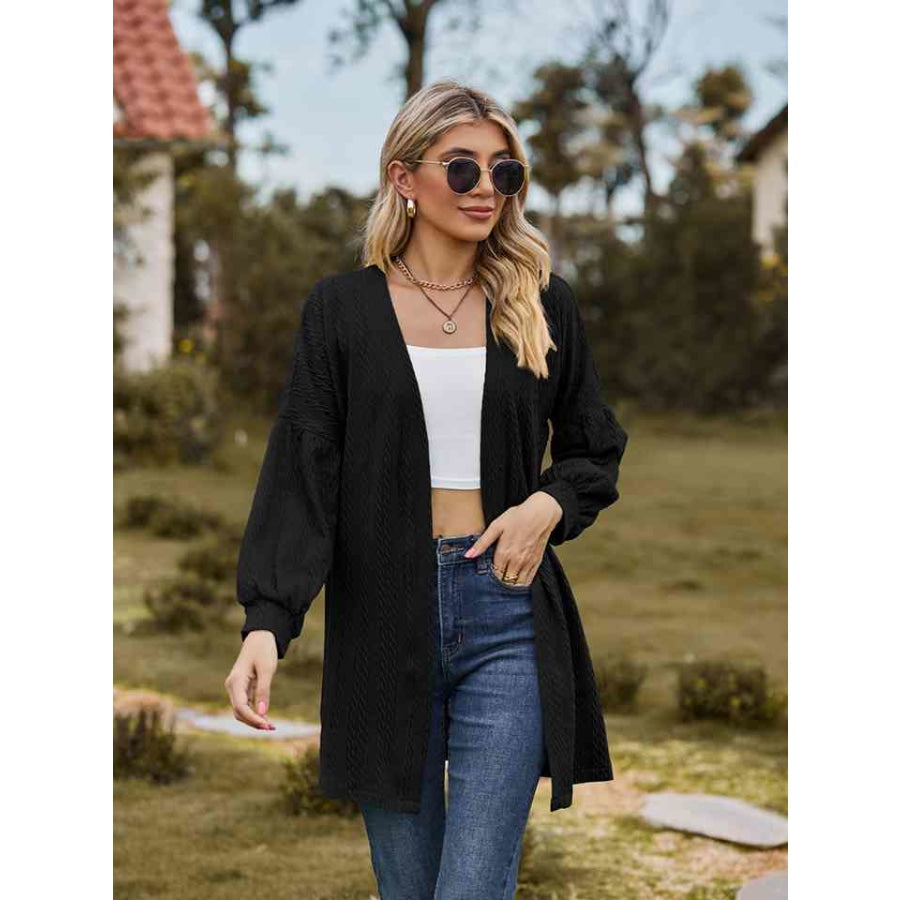 Open Front Longline Cardigan Black / S