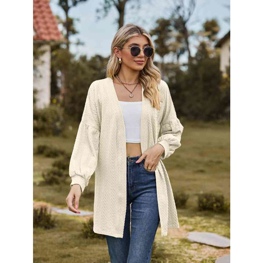 Open Front Longline Cardigan Ivory / S