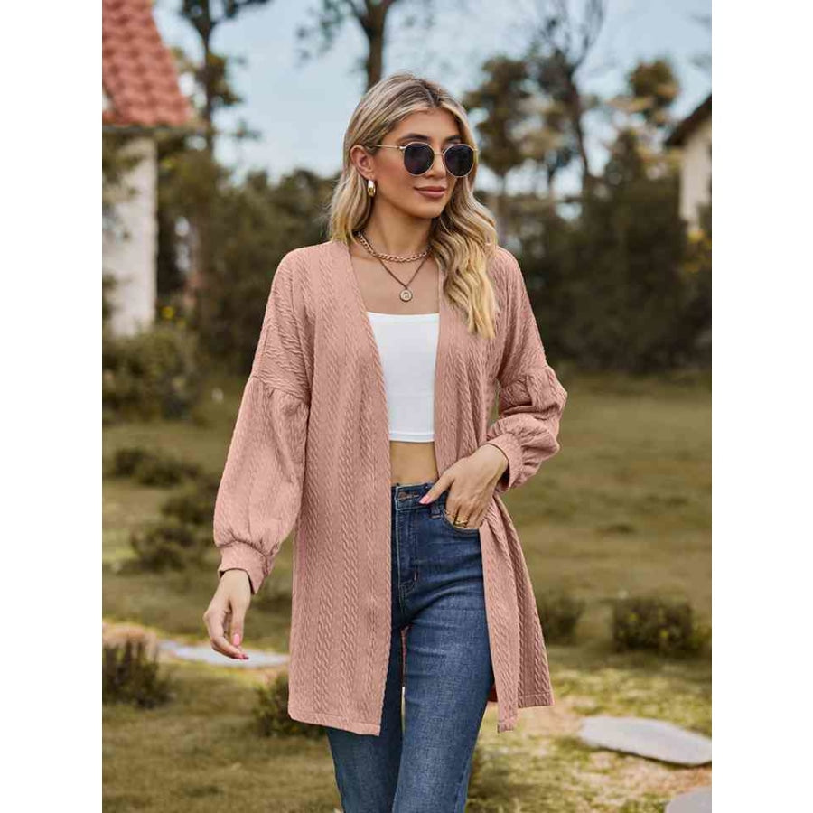 Open Front Longline Cardigan Peach / S