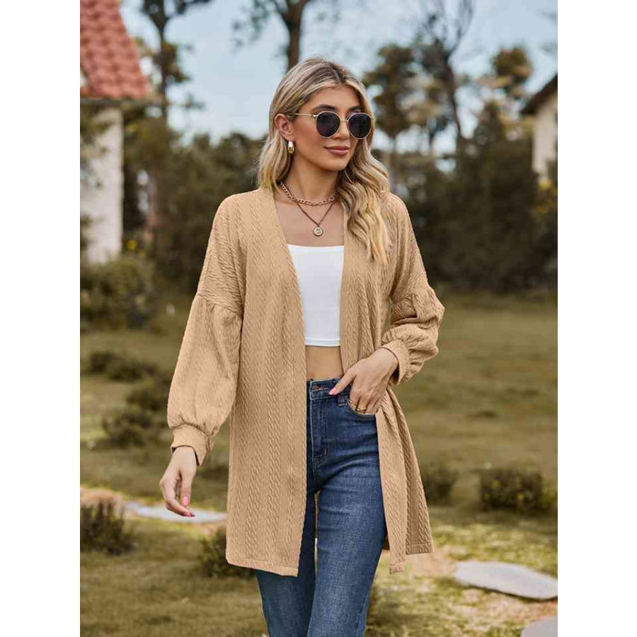 Open Front Longline Cardigan Sand / S