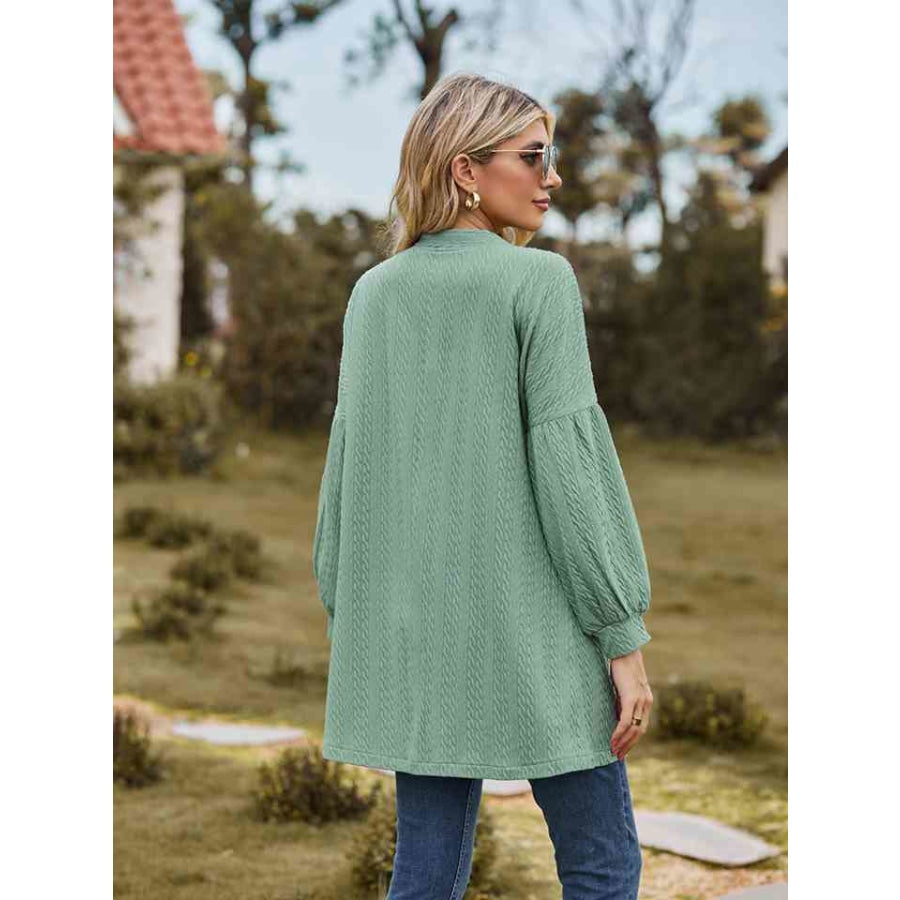 Open Front Longline Cardigan Mid Green / S