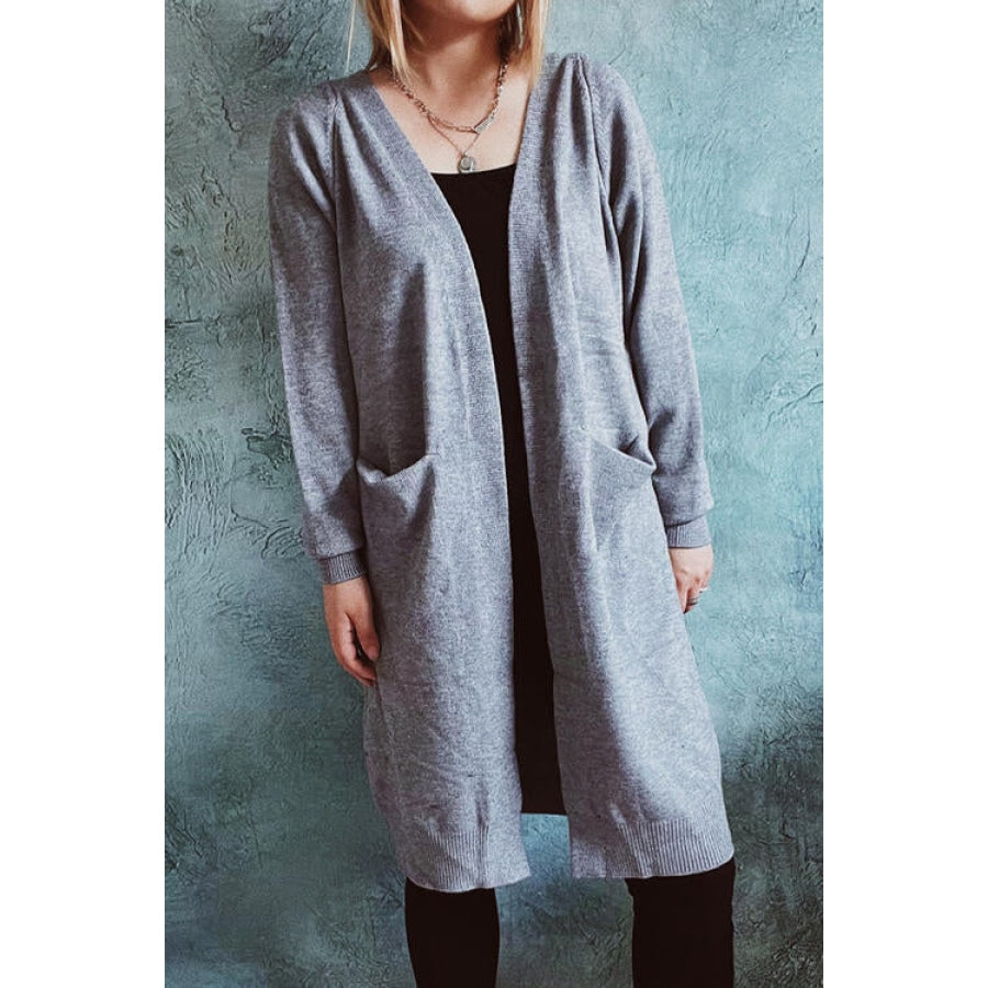 Open Front Longline Cardigan with Pockets