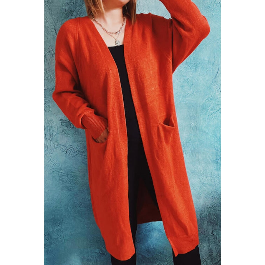 Open Front Longline Cardigan with Pockets