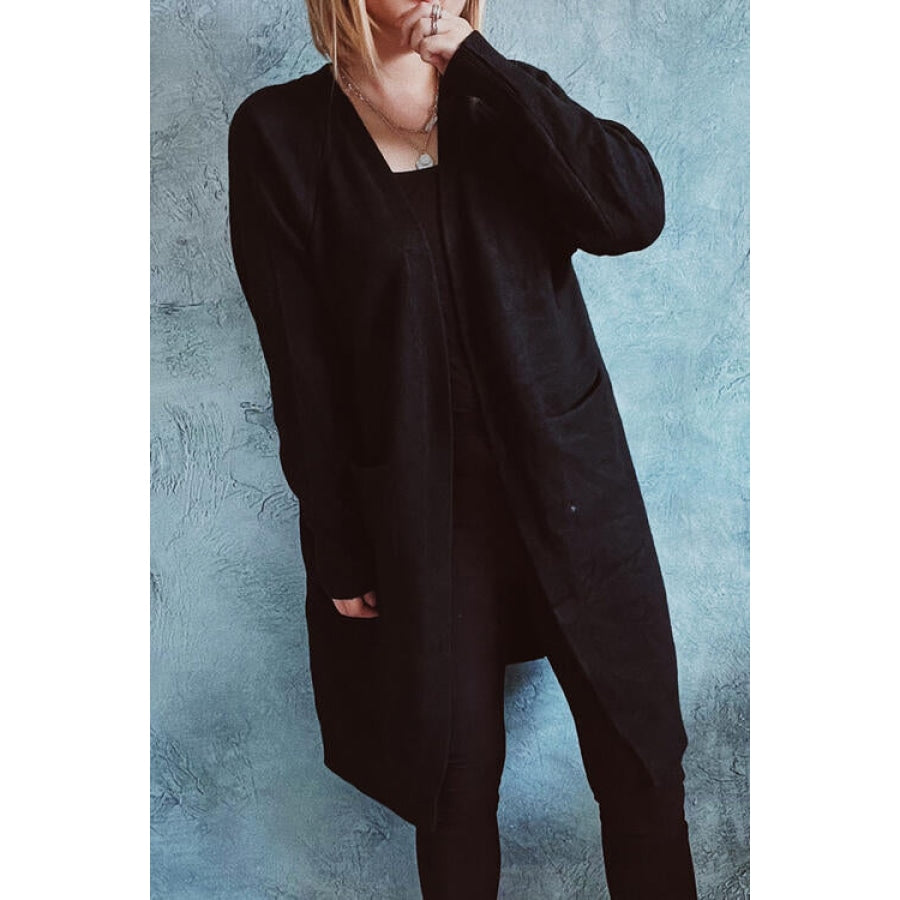 Open Front Longline Cardigan with Pockets