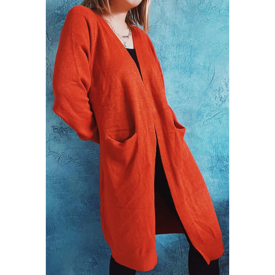 Open Front Longline Cardigan with Pockets