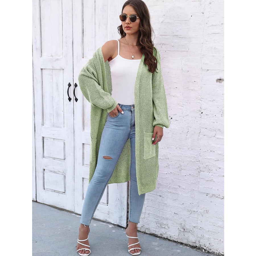 Open Front Longline Cardigan with Pockets