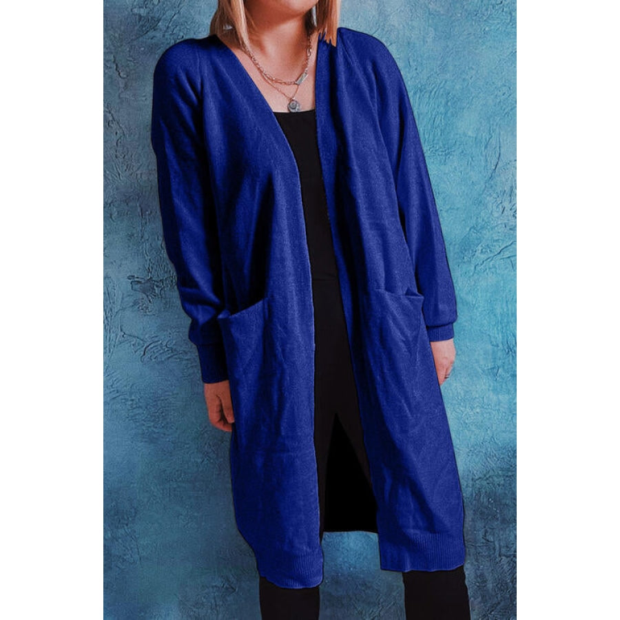 Open Front Longline Cardigan with Pockets