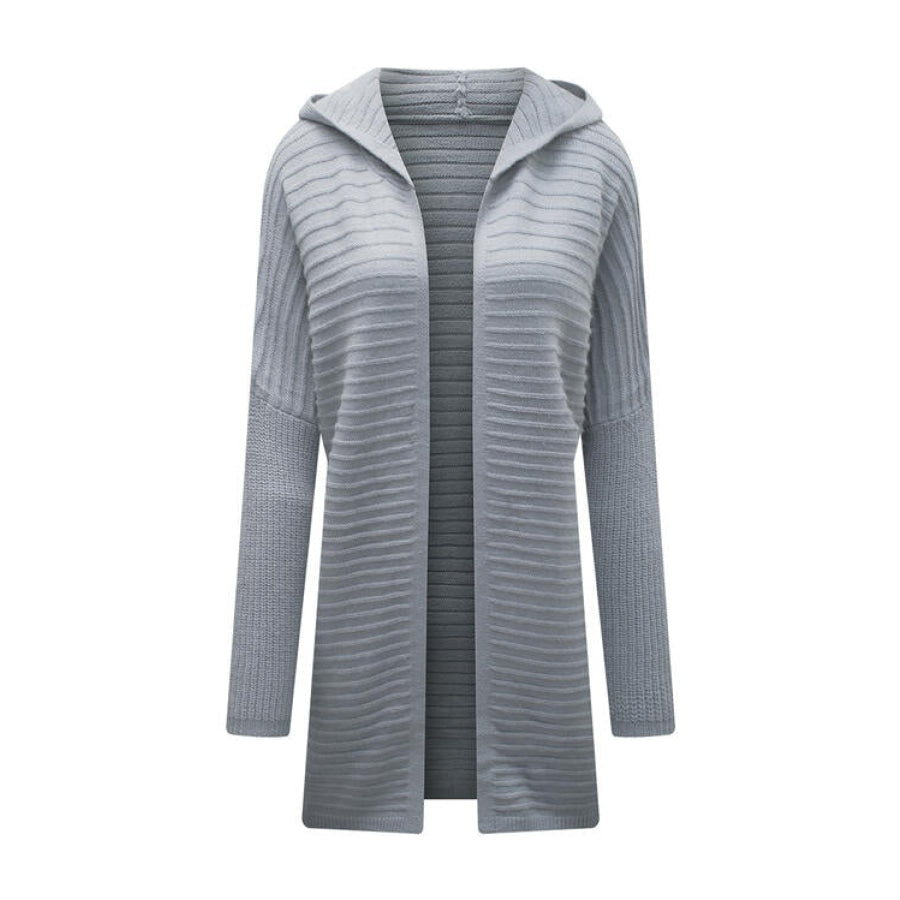 Open Front Longline Hooded Cardigan Cloudy Blue / M