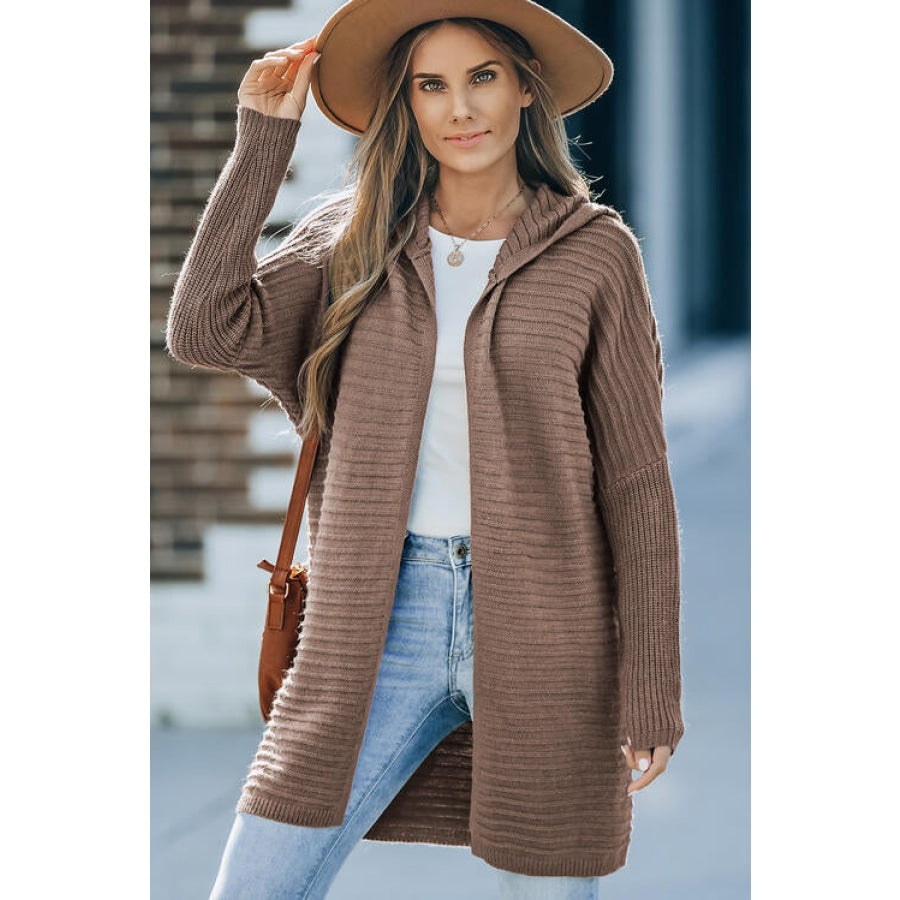 Open Front Longline Hooded Cardigan