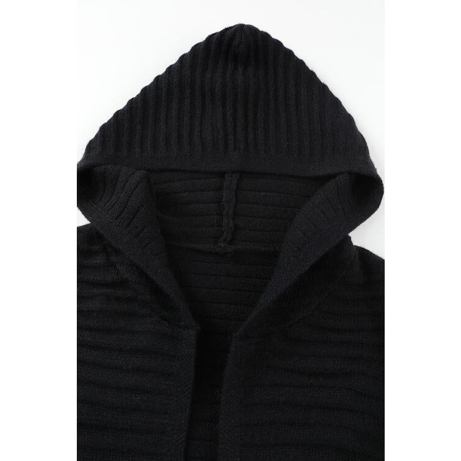 Open Front Longline Hooded Cardigan