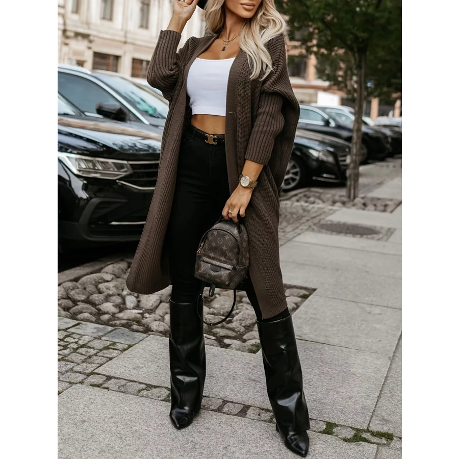Open Front Longline Knit Cardigan Apparel and Accessories