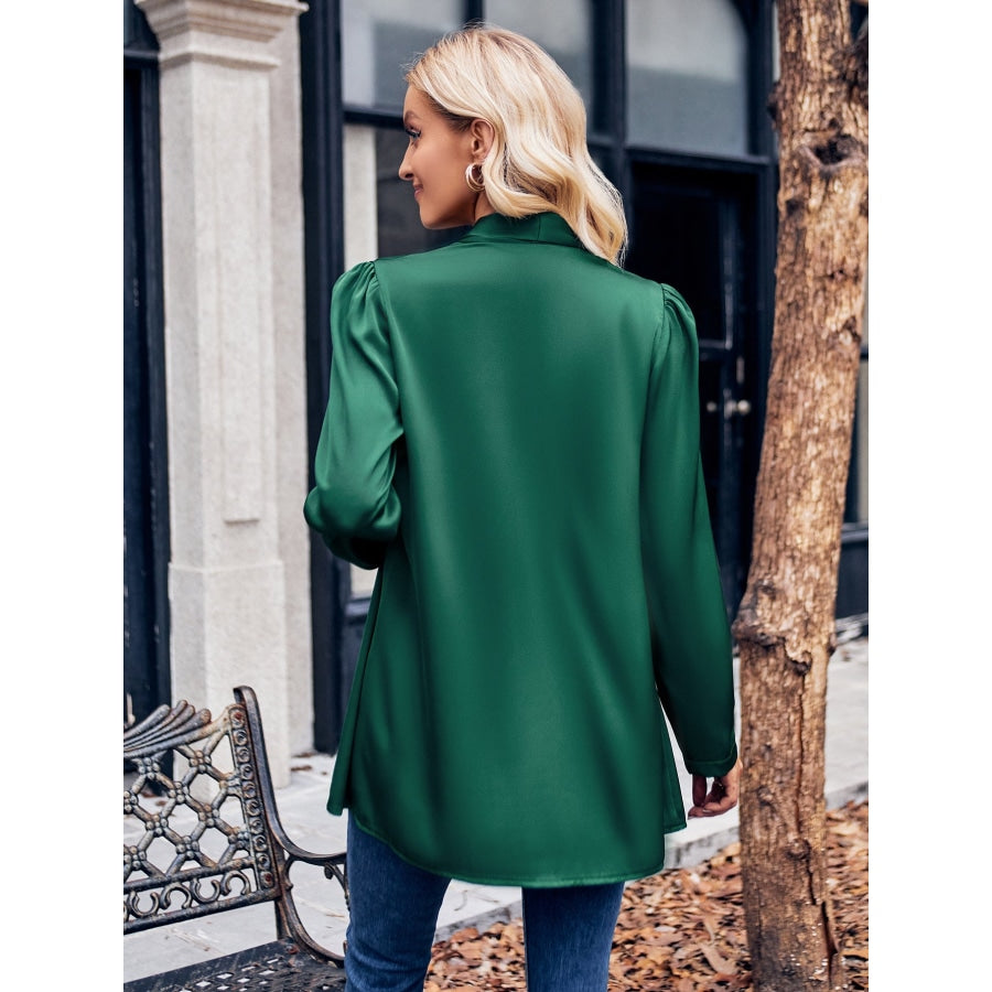 Open Front Puff Sleeve Cardigan Mid Green / S