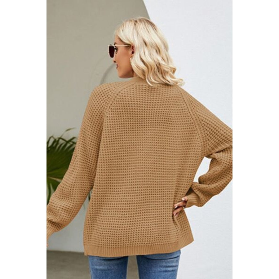 Open Front Raglan Sleeve Pocketed Cardigan Clothing