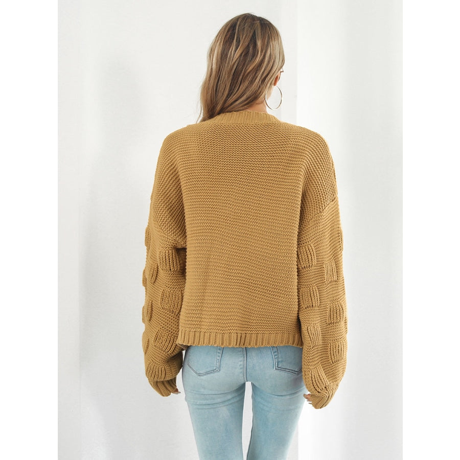 Open Front Ribbed Trim Cardigan