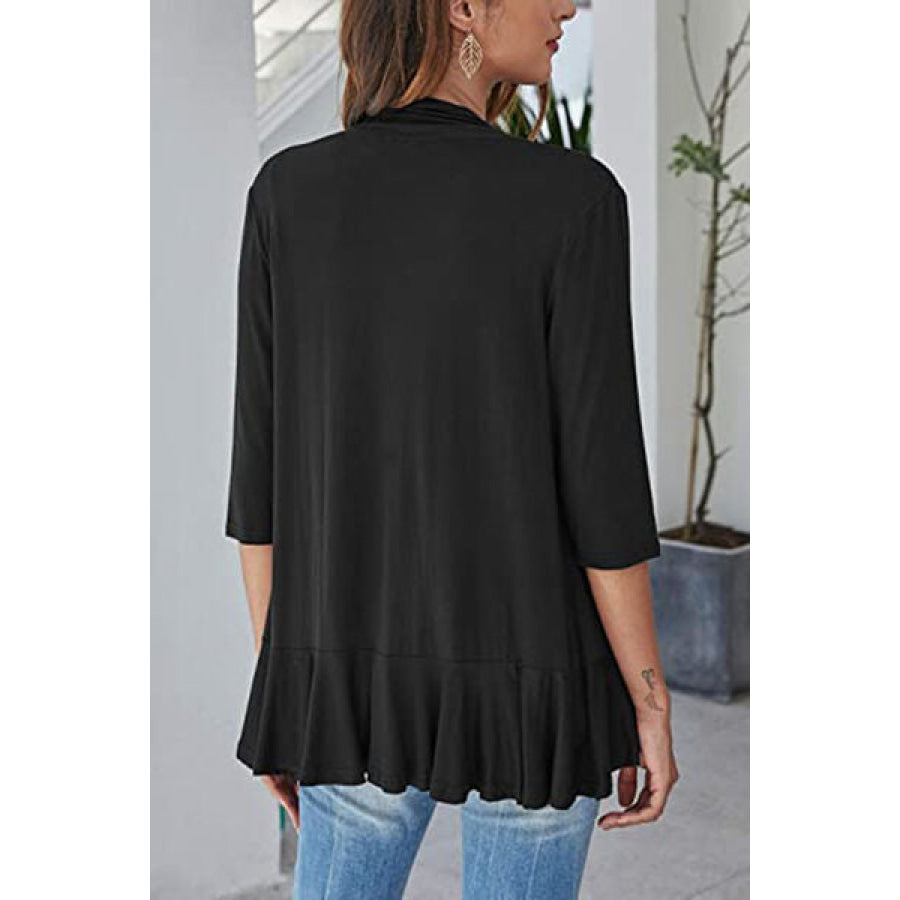 Open Front Three - Quarter Sleeve Cardigan Apparel and Accessories