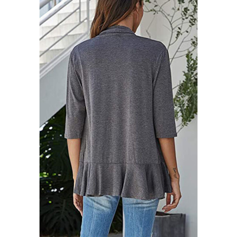 Open Front Three - Quarter Sleeve Cardigan Apparel and Accessories