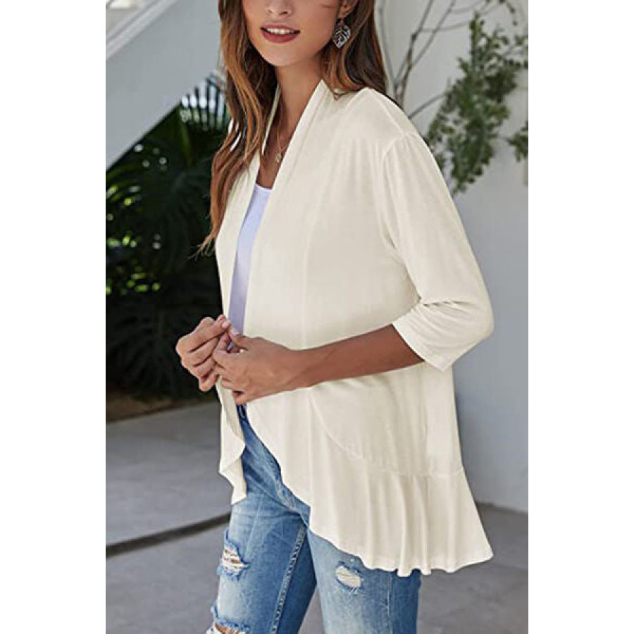 Open Front Three - Quarter Sleeve Cardigan Apparel and Accessories