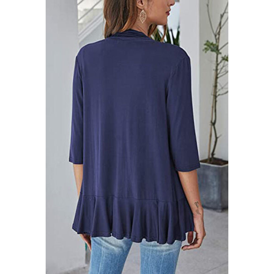 Open Front Three - Quarter Sleeve Cardigan Apparel and Accessories