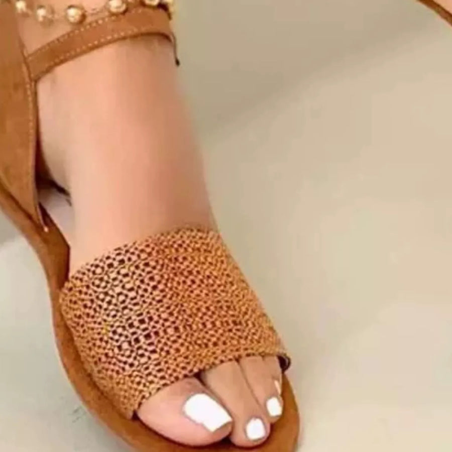 Open Toe Ankle-Strap Flat Sandals Apparel and Accessories