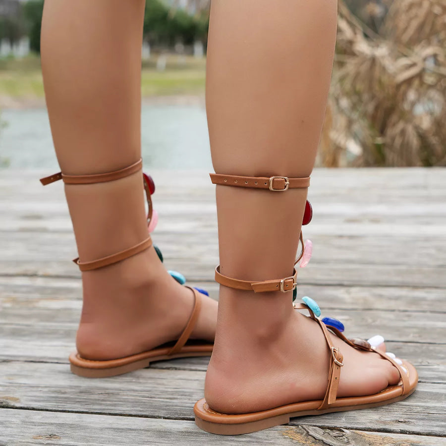 Open Toe Beaded Sandals Apparel and Accessories