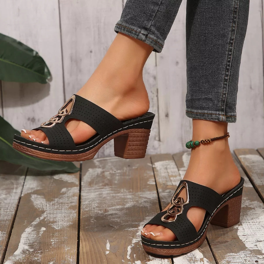 Open Toe Block Heel Sandals Apparel and Accessories