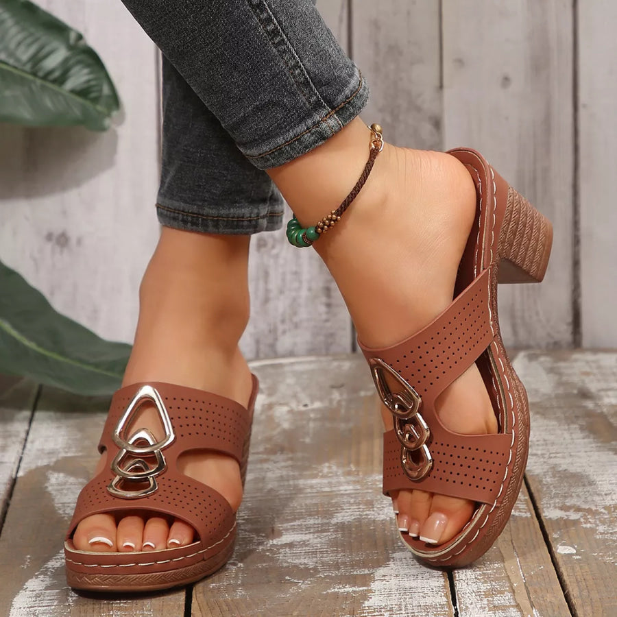 Open Toe Block Heel Sandals Apparel and Accessories