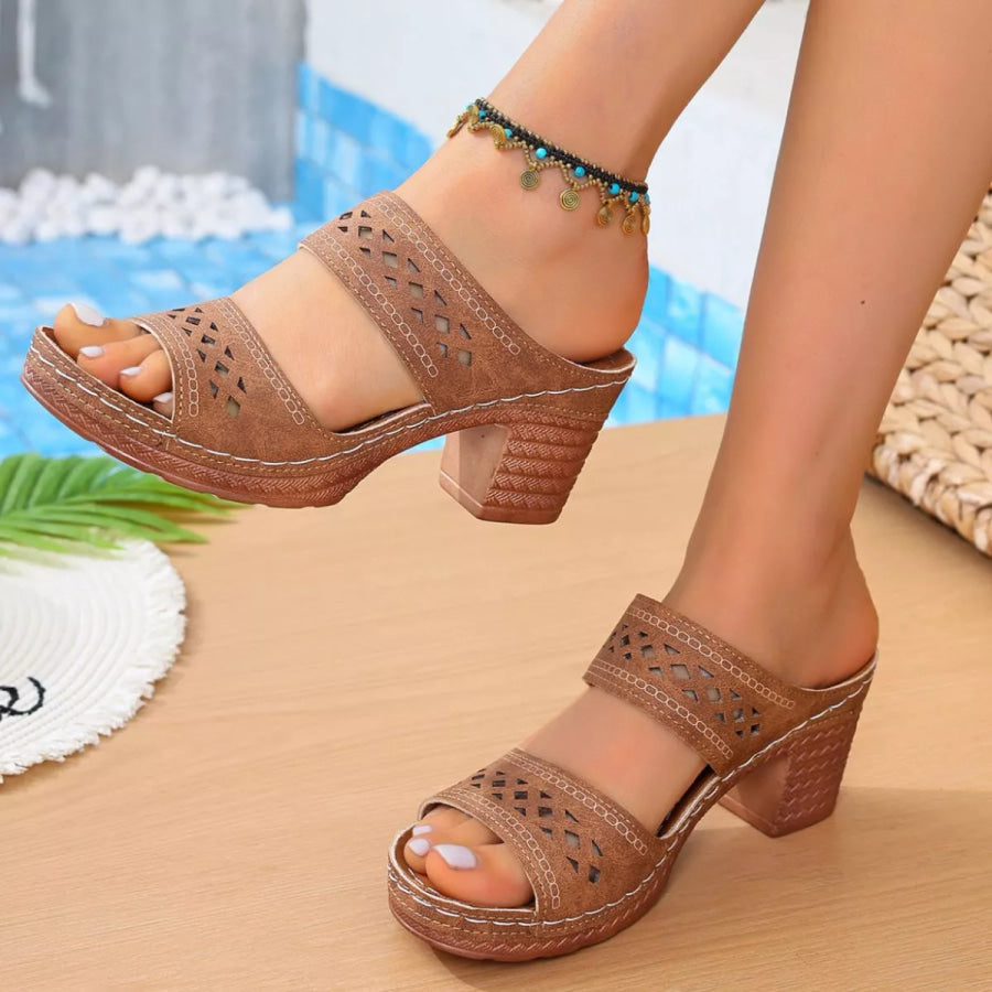 Open Toe Block Heel Sandals Apparel and Accessories