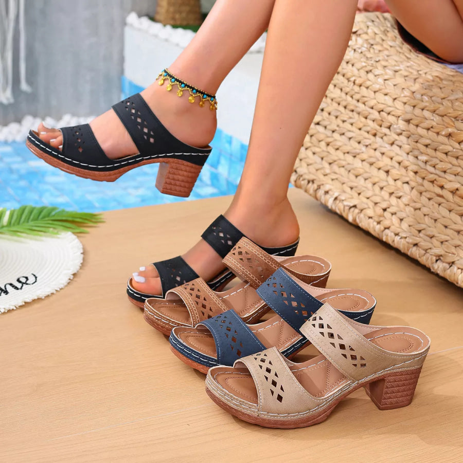 Open Toe Block Heel Sandals Apparel and Accessories