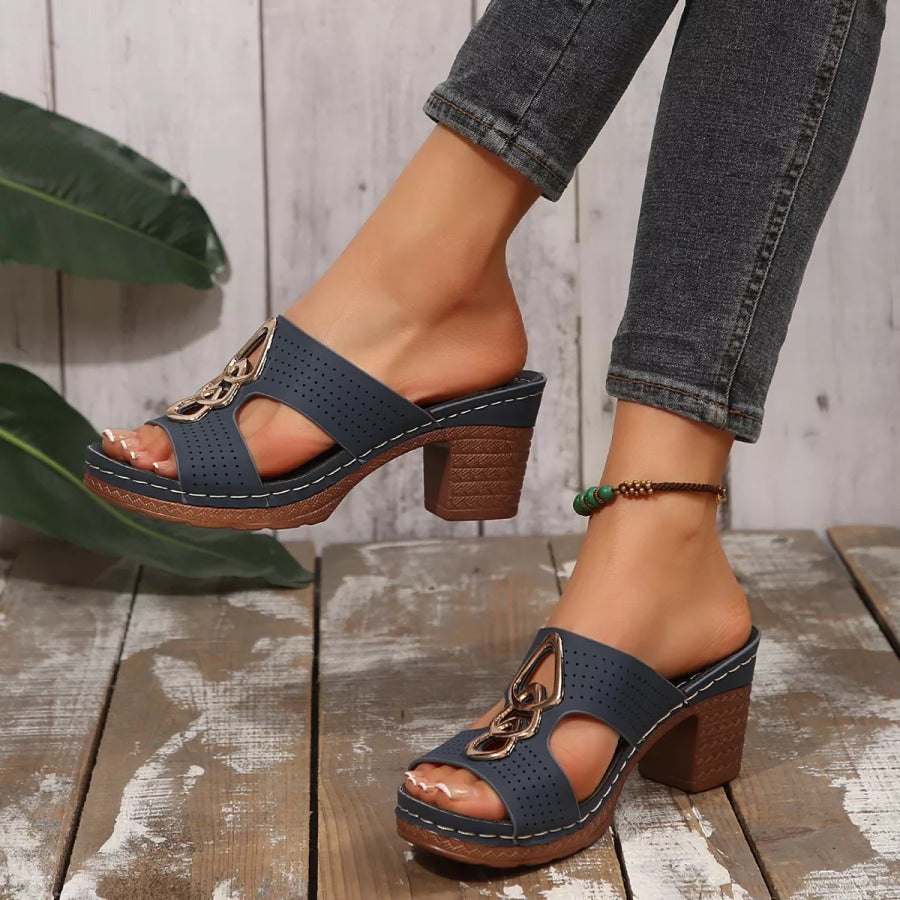 Open Toe Block Heel Sandals Apparel and Accessories