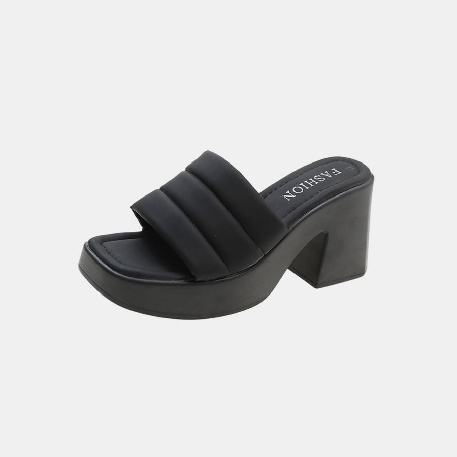 Open Toe Block Heel Sandals Black / 35(US4) Apparel and Accessories