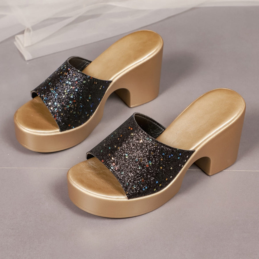 Open Toe Block Heel Sandals Black / 36 Apparel and Accessories