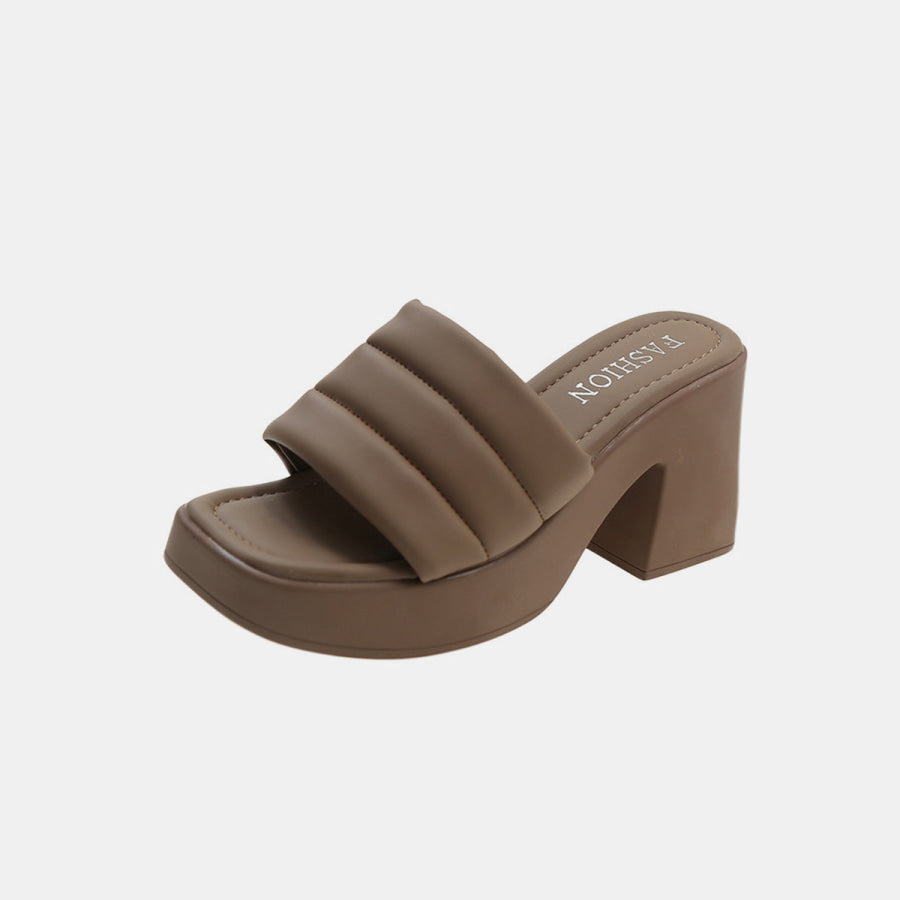 Open Toe Block Heel Sandals Coffee Brown / 35(US4) Apparel and Accessories