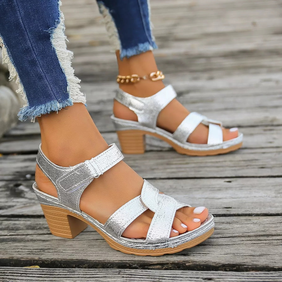Open Toe Block Heels Sandals Apparel and Accessories