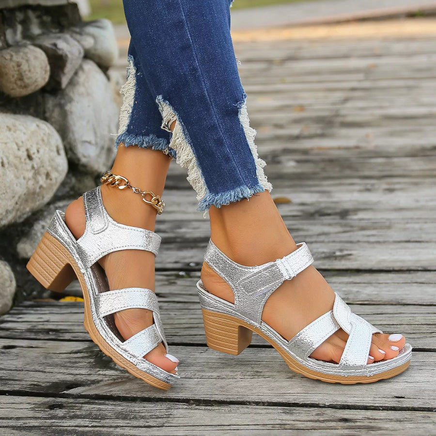 Open Toe Block Heels Sandals Apparel and Accessories