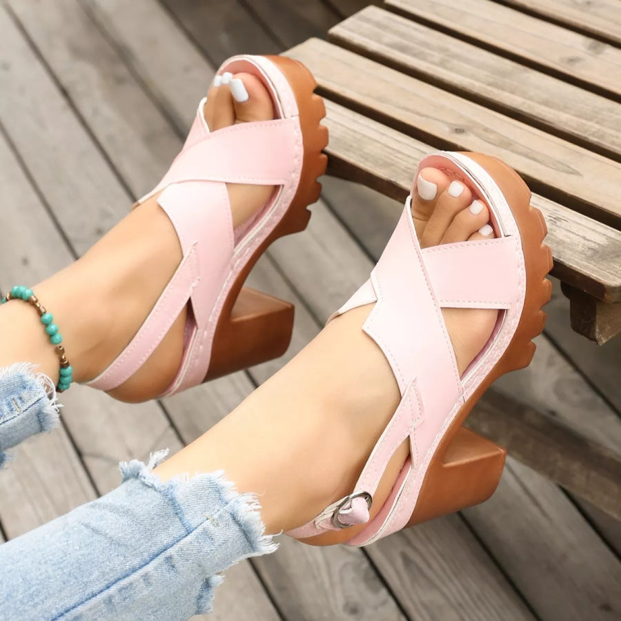 Open Toe Block Heels Sandals Apparel and Accessories