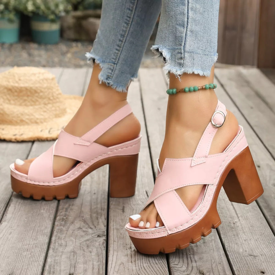 Open Toe Block Heels Sandals Apparel and Accessories